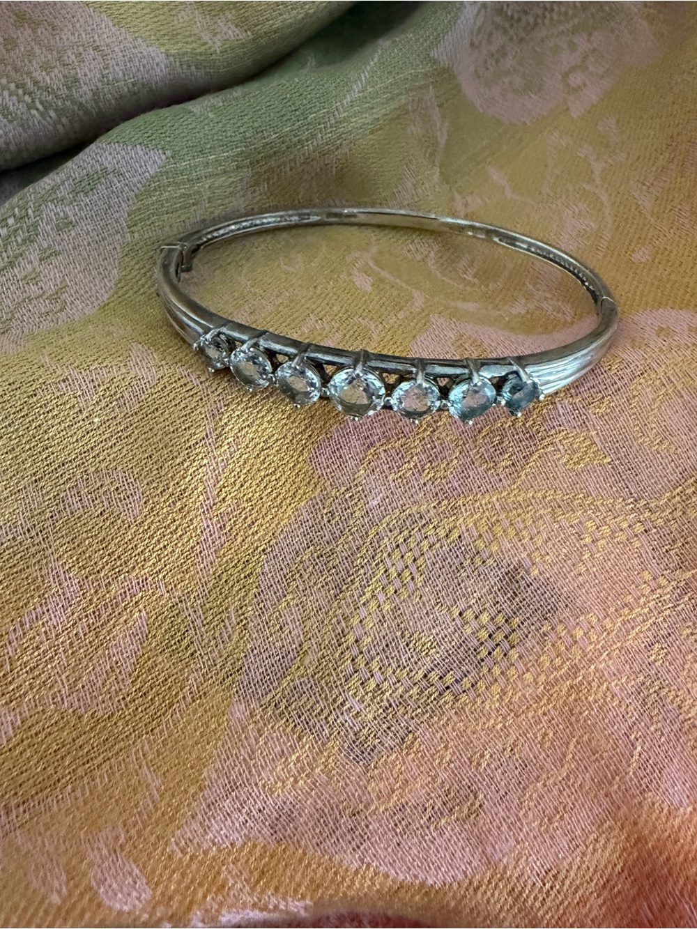 Silver Crystal Accent Bangle Bracelet - Women Jewelry